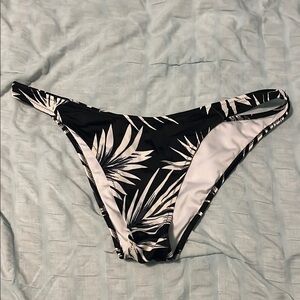 Black and White Leaf Print Bikini Bottom
